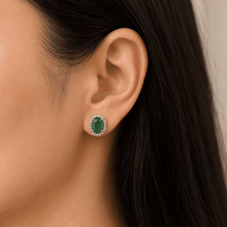 Emerald Earring in 14k Yellow Gold