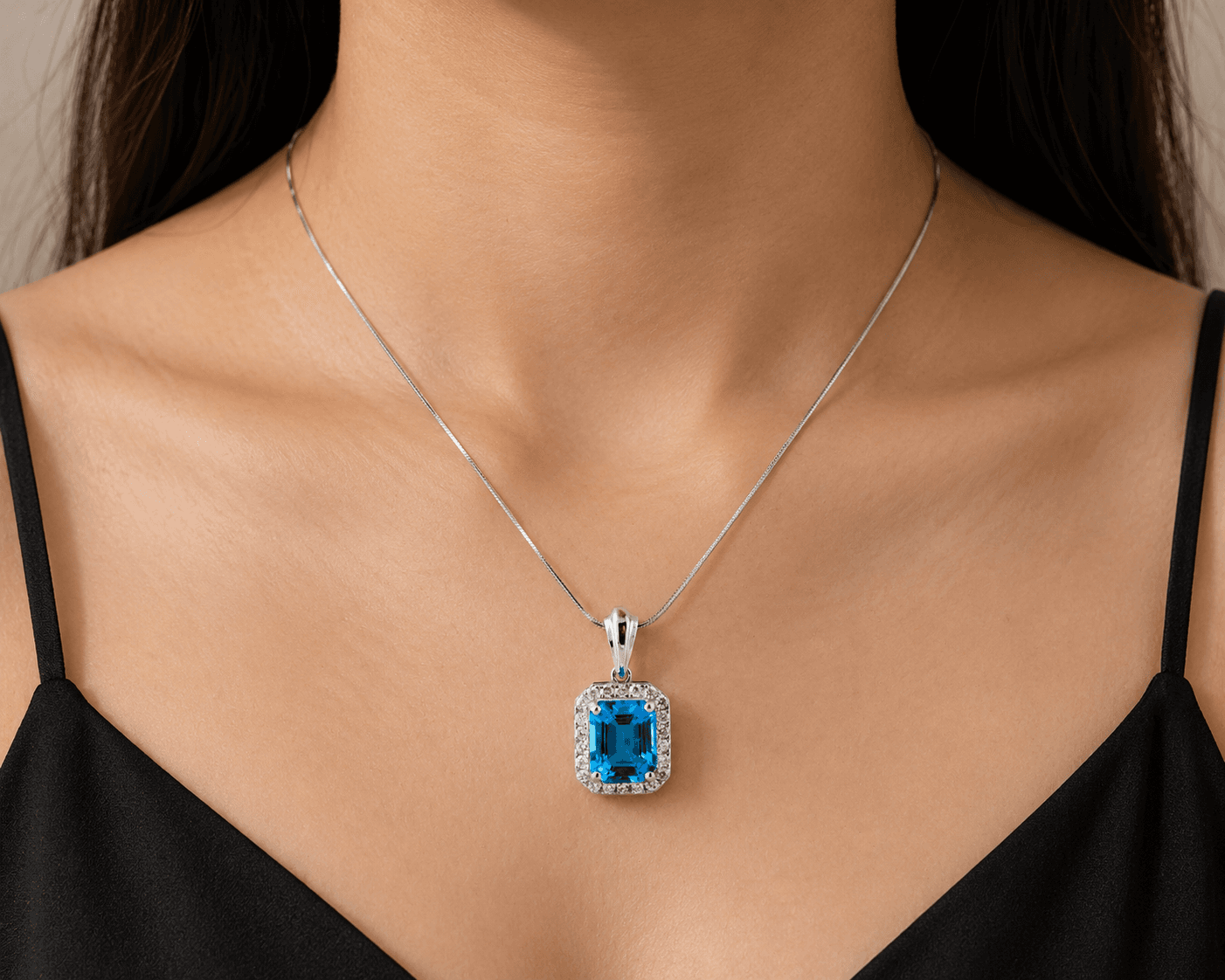 Sky Blue Topaz Pendant in 14k Yellow Gold
