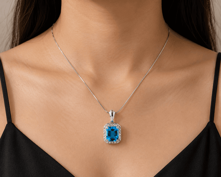 Sky Blue Topaz Pendant in 14k Yellow Gold