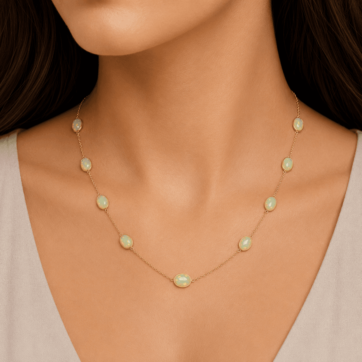 Opal Necklace in 18k Yellow Gold