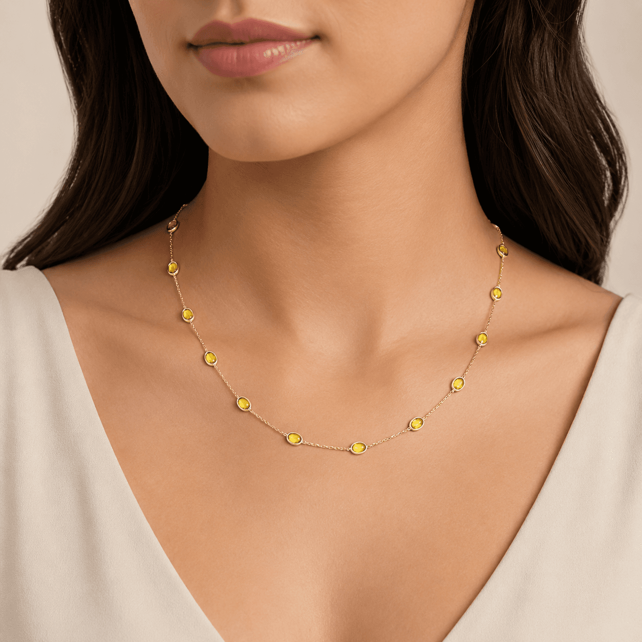 Yellow Sapphire Necklace in 18k Yellow Gold