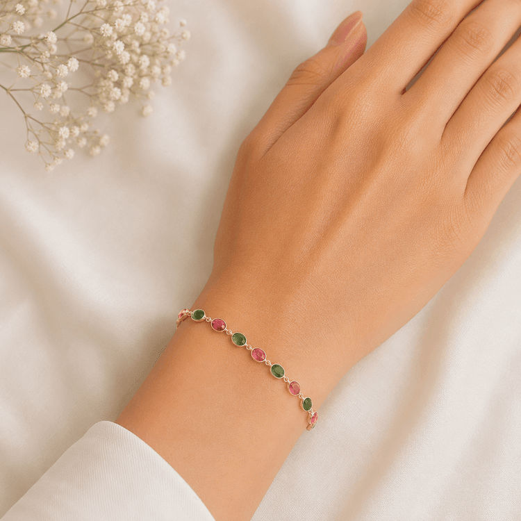 Multi Tourmaline Bracelet in 18k Yellow Gold