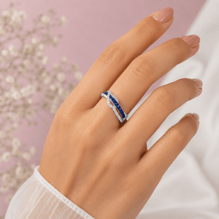 Sapphire & Diamond Infinity Loop Ring