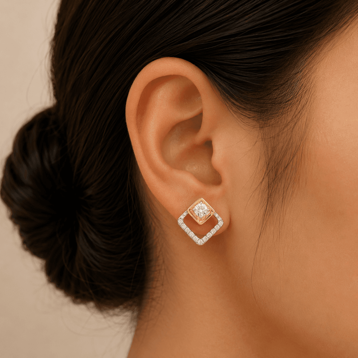 Quad Shaped Diamond Earrings