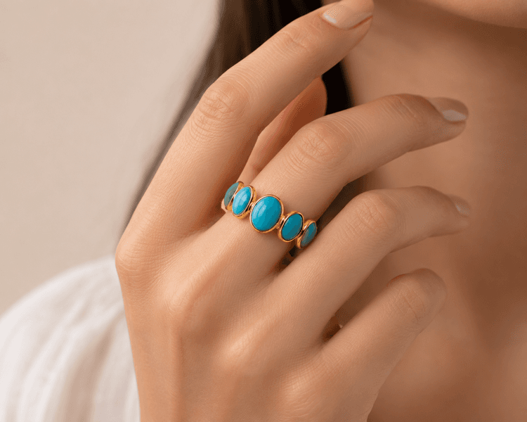 Turquoise Ring  in 14k Yellow Gold