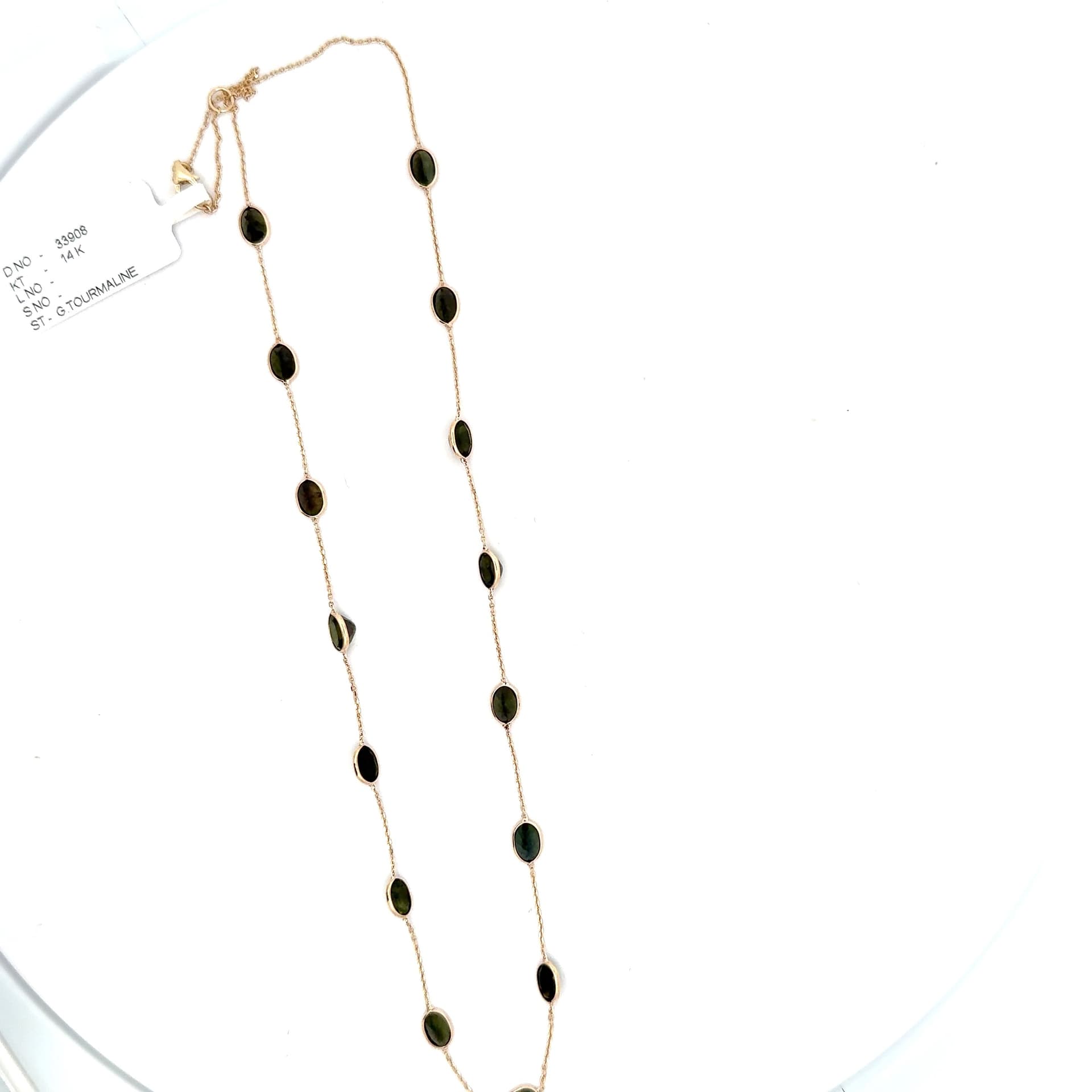 Green-Tourmaline Necklace in 14k Yellow Gold