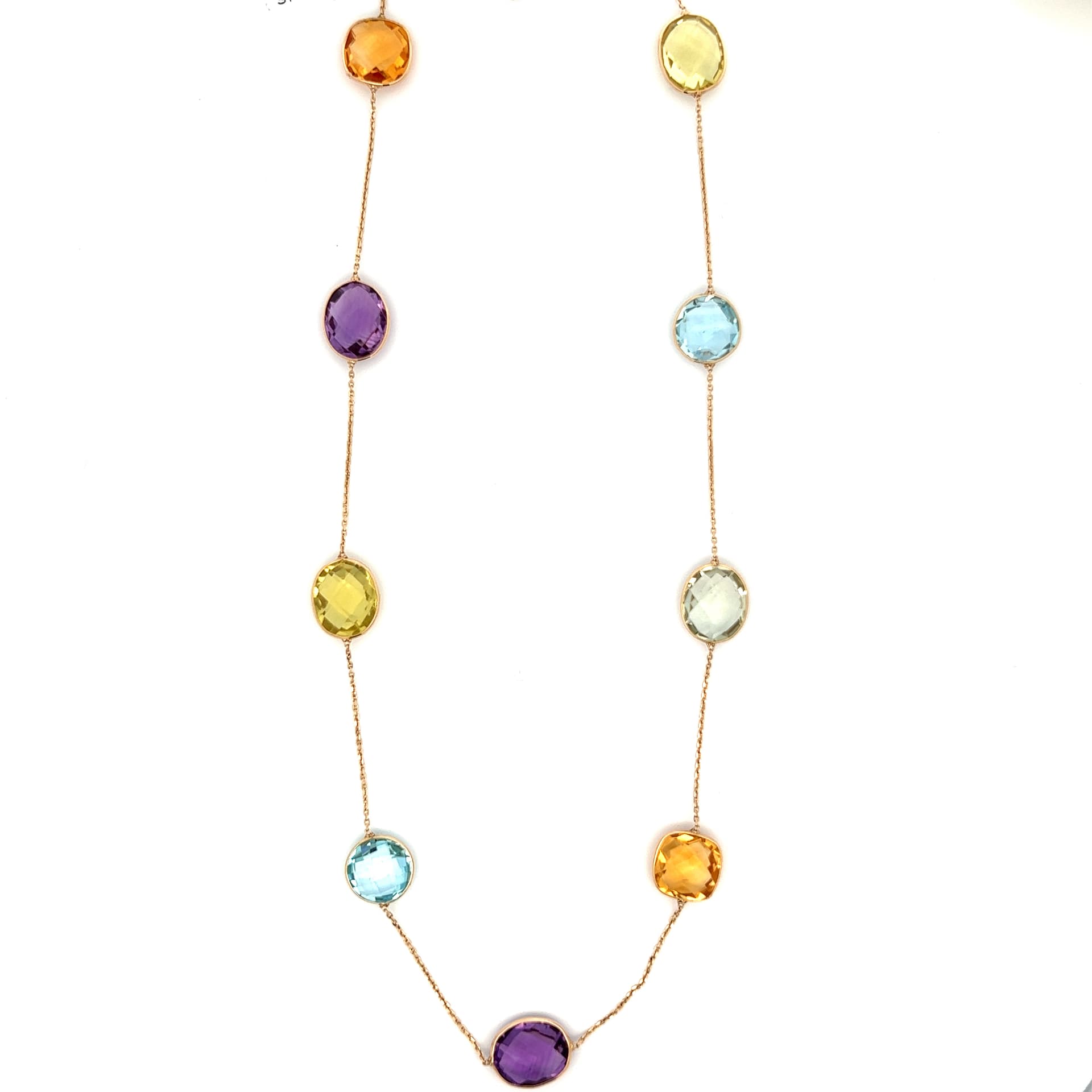 Multi-Semiprecious Necklace in 14k Yellow Gold