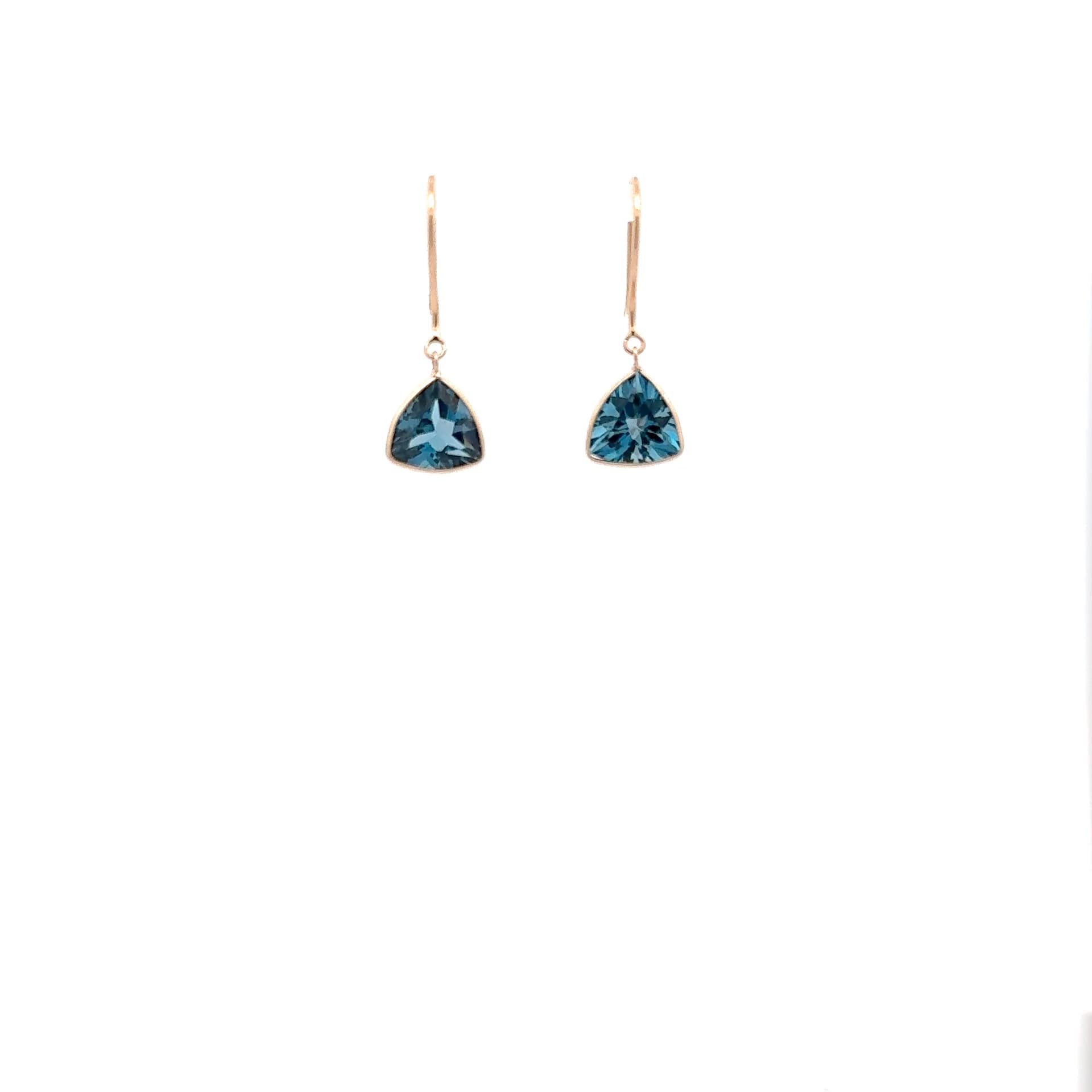 London Blue Topaz Earring in 14k Yellow Gold