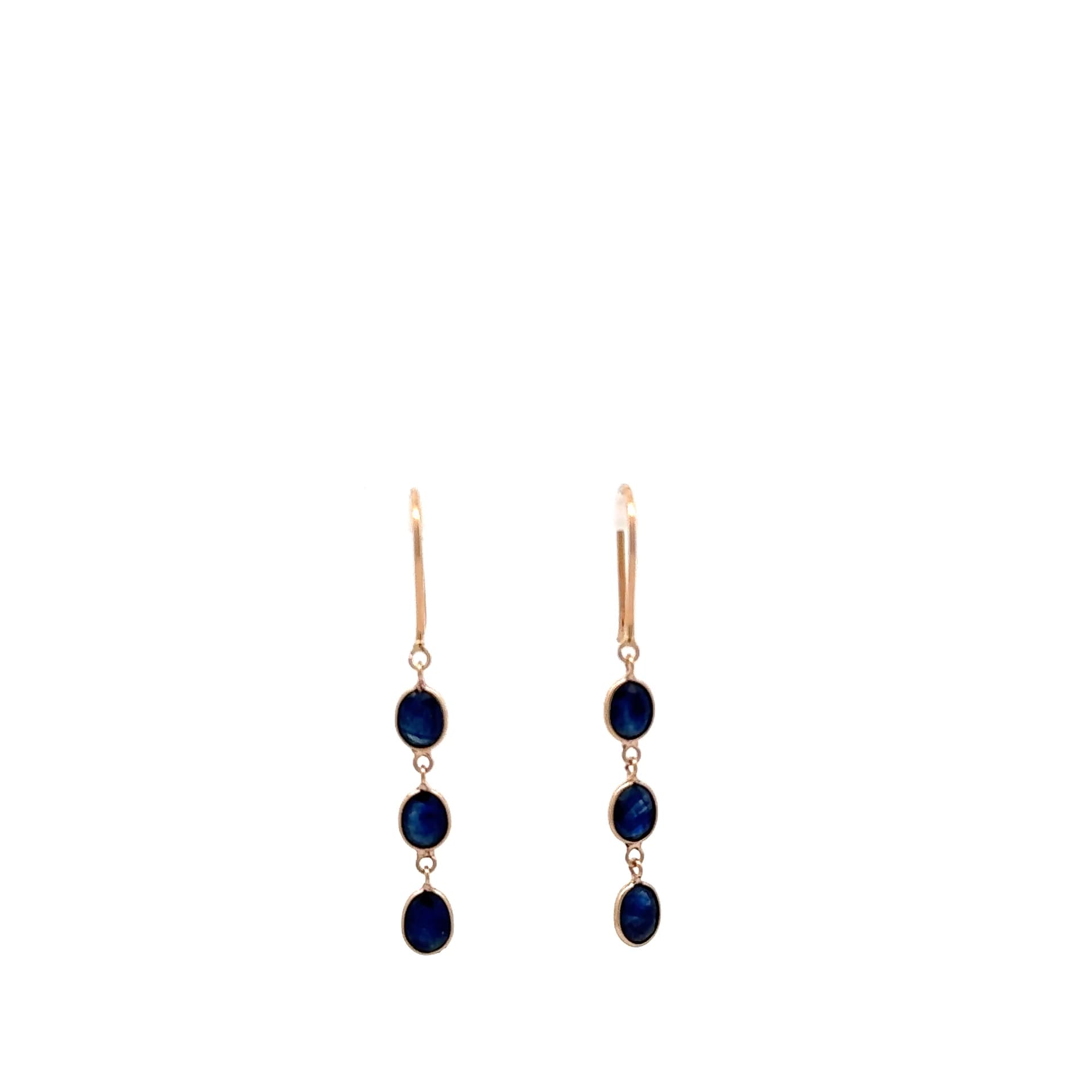 Blue Sapphire Earring in 14k Yellow Gold