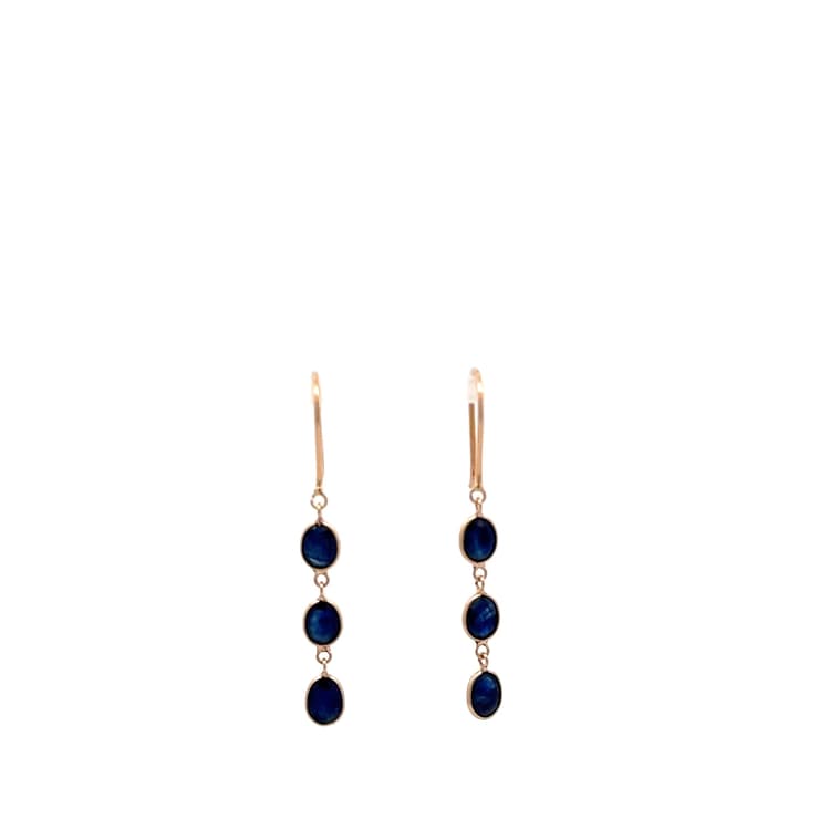 Blue Sapphire Earring in 14k Yellow Gold