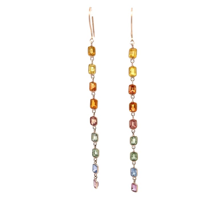 Multi Sapphire Earring in 14k Yellow Gold