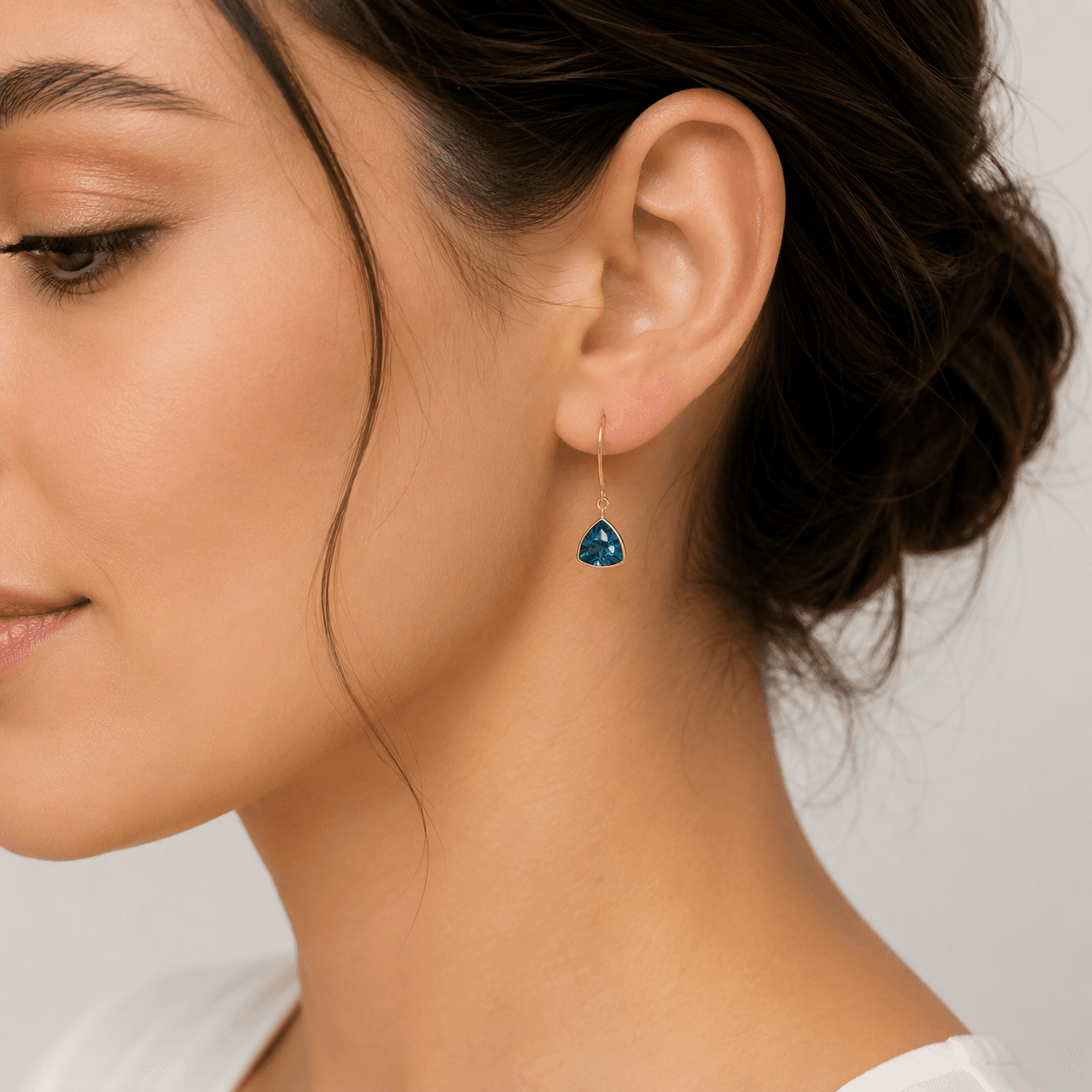 London Blue Topaz Earring in 14k Yellow Gold