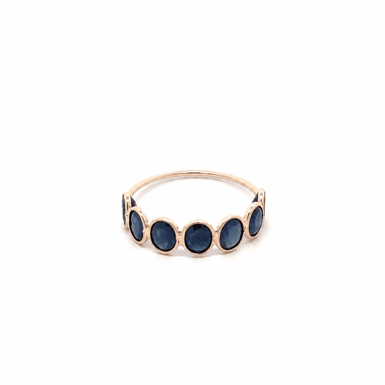Blue Sapphire Arc Ring in 14k Yellow Gold 2