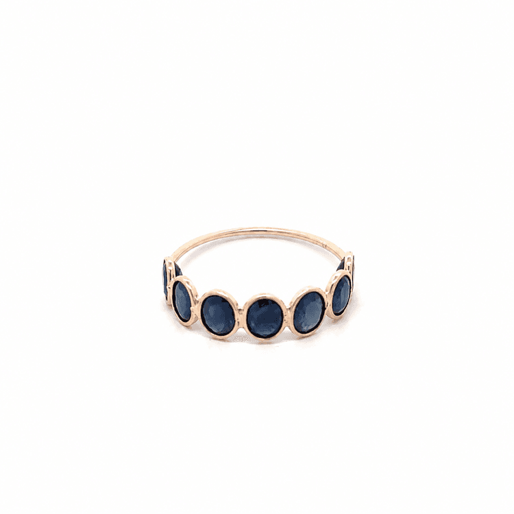 Blue Sapphire Arc Ring in 14k Yellow Gold 2