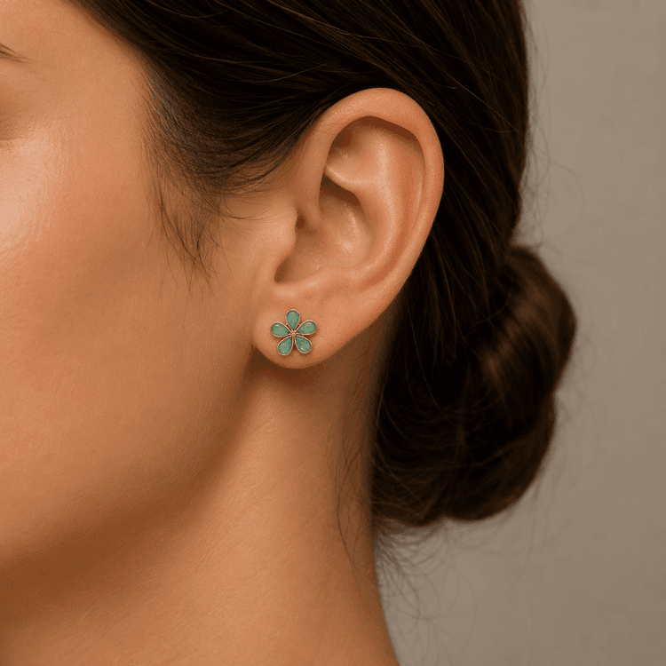 Emerald Earring in 14k Yellow Gold1