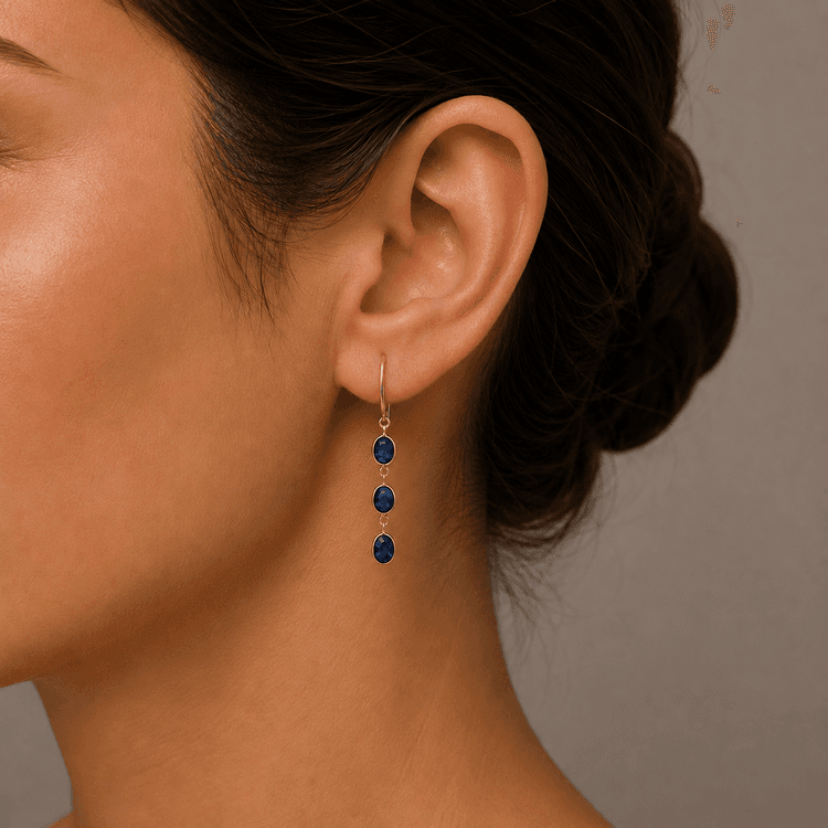 Blue Sapphire Earring in 14k Yellow Gold