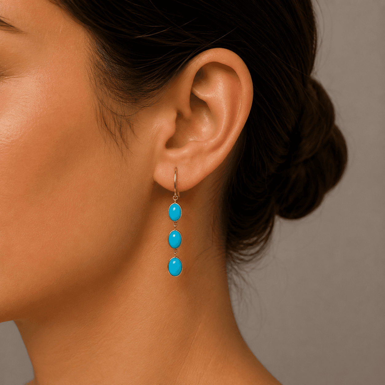 Turquoise Earring in 14k Yellow Gold