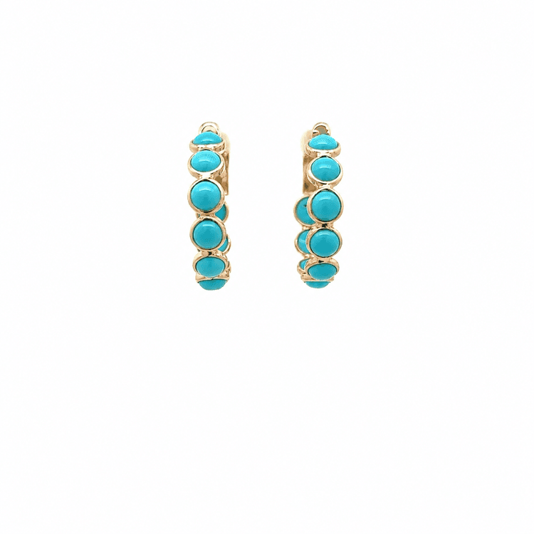 Turquoise Hoops in 14k Yellow Gold