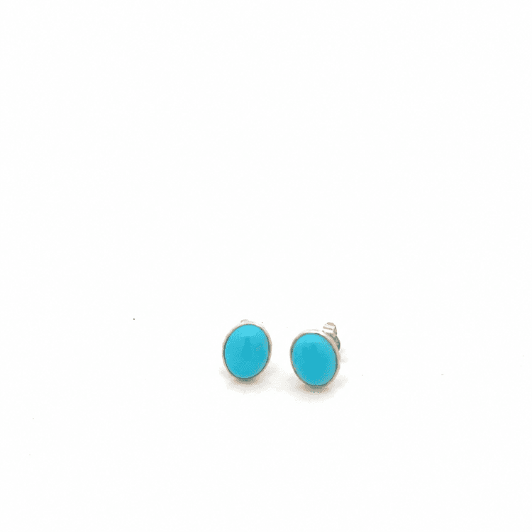 Turquoise Studs in 14k Yellow Gold