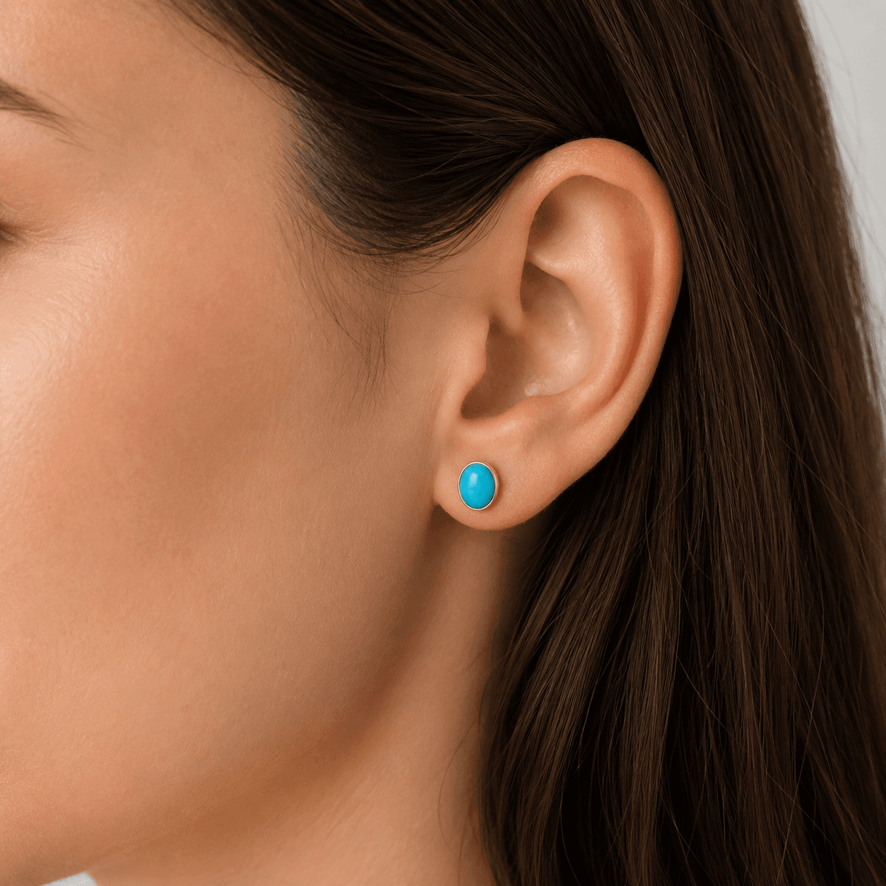 Turquoise Studs in 14k Yellow Gold