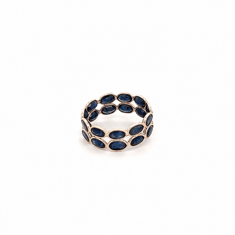 Blue Sapphire Band Ring in 14k Yellow Gold 1