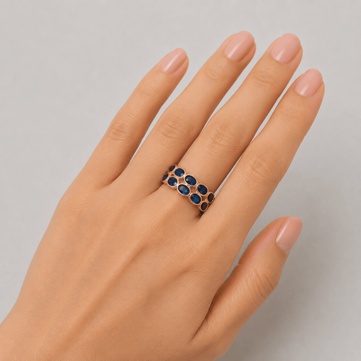 Blue Sapphire Band Ring in 14k Yellow Gold 1