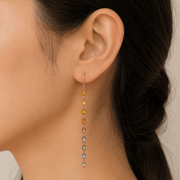 Multi Sapphire Earring in 14k Yellow Gold