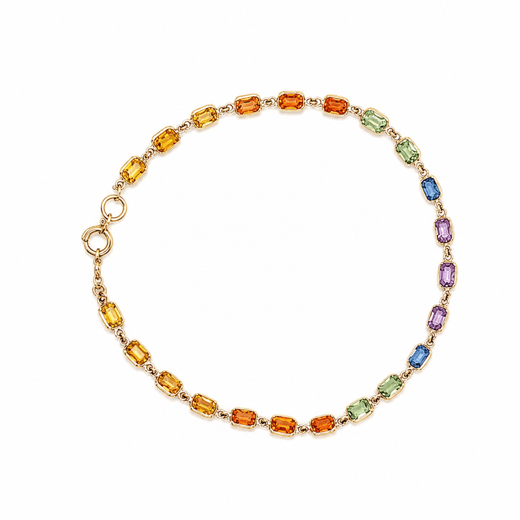 Multi Sapphire Bracelet in 14k Yellow Gold