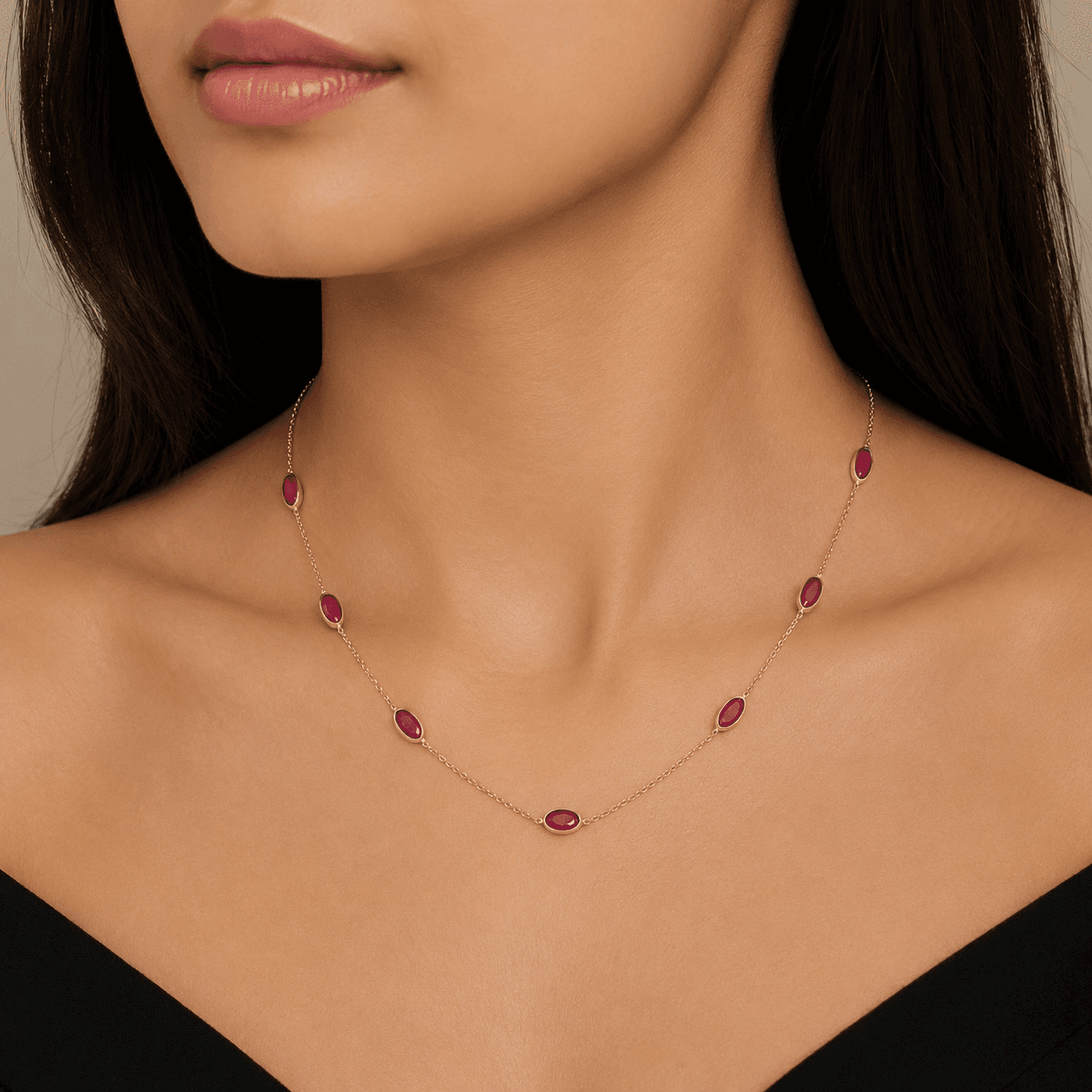 Ruby Necklace in 14k Yellow Gold