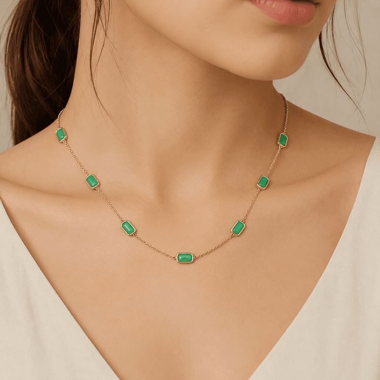 Emerald Necklace in 14k Yellow Gold 1