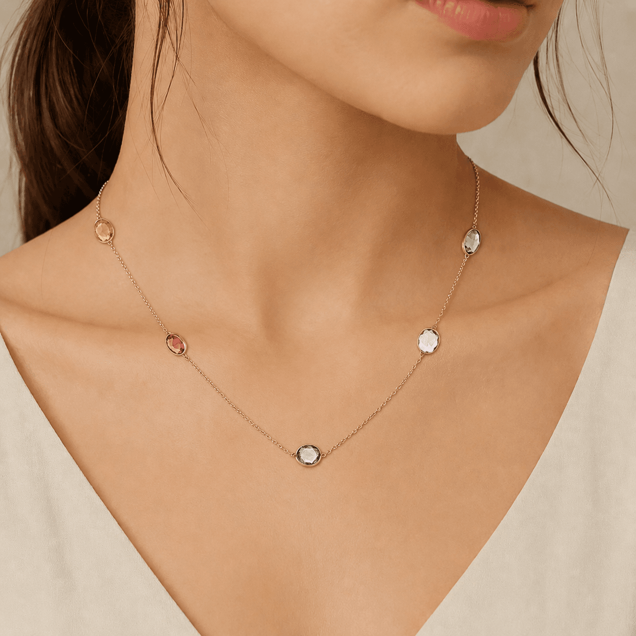 Multi Sapphire Necklace in 14k Yellow Gold