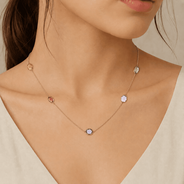 Multi Sapphire Necklace in 14k Yellow Gold