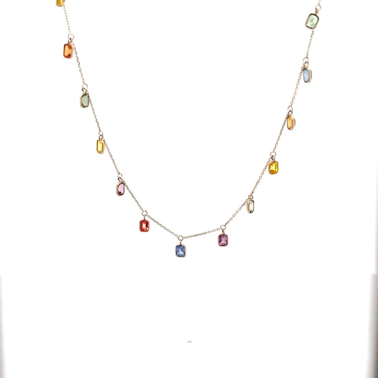 Multi Sapphire Necklace in 14k Yellow Gold 1