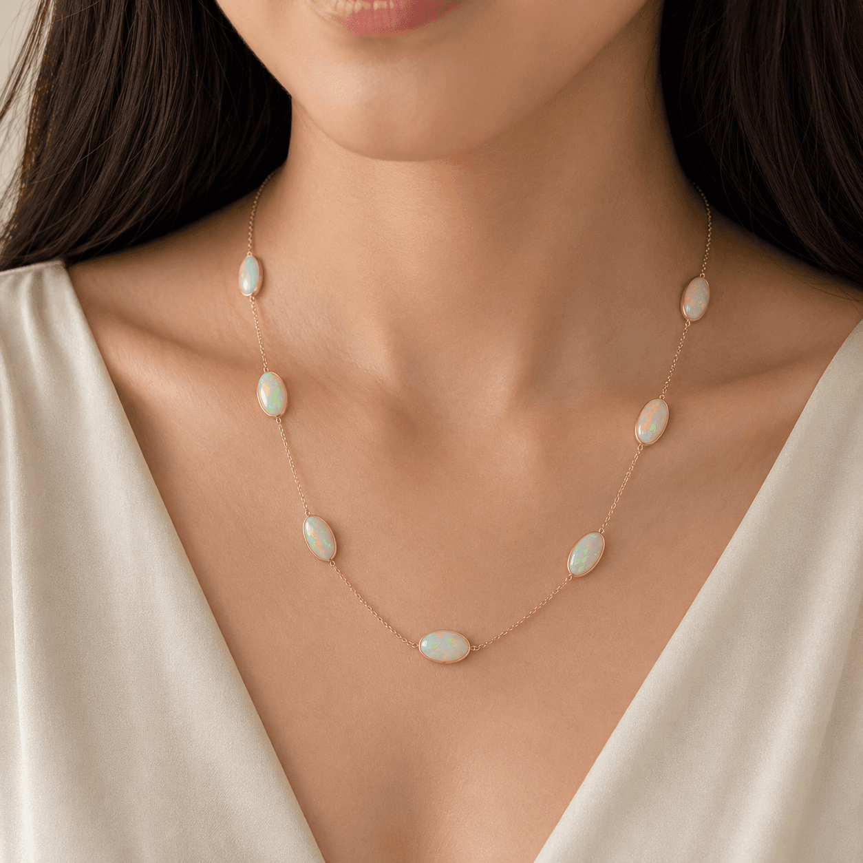 Opal Necklace in 14k Yellow Gold