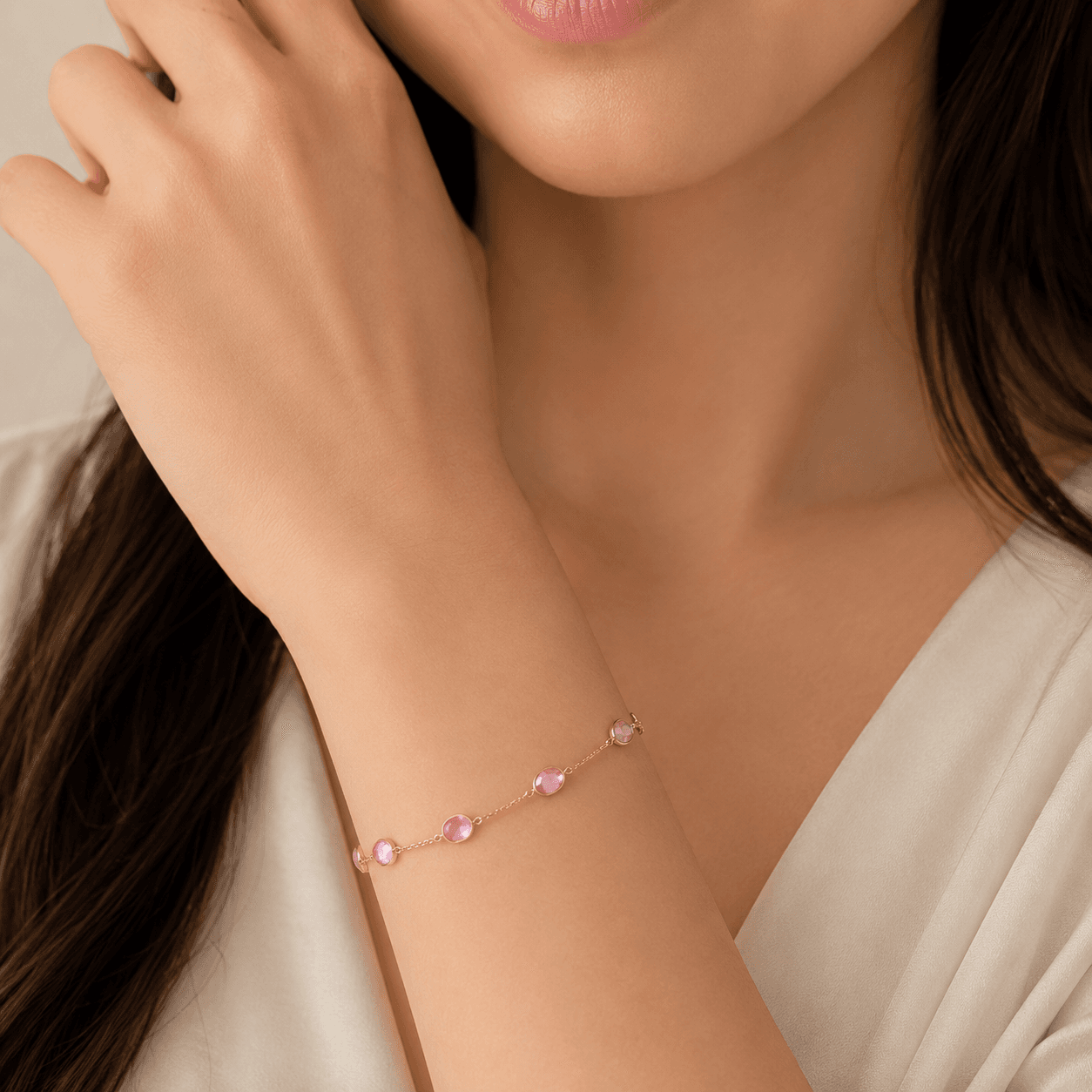 Pink Sapphire Bracelet in 18k Yellow Gold