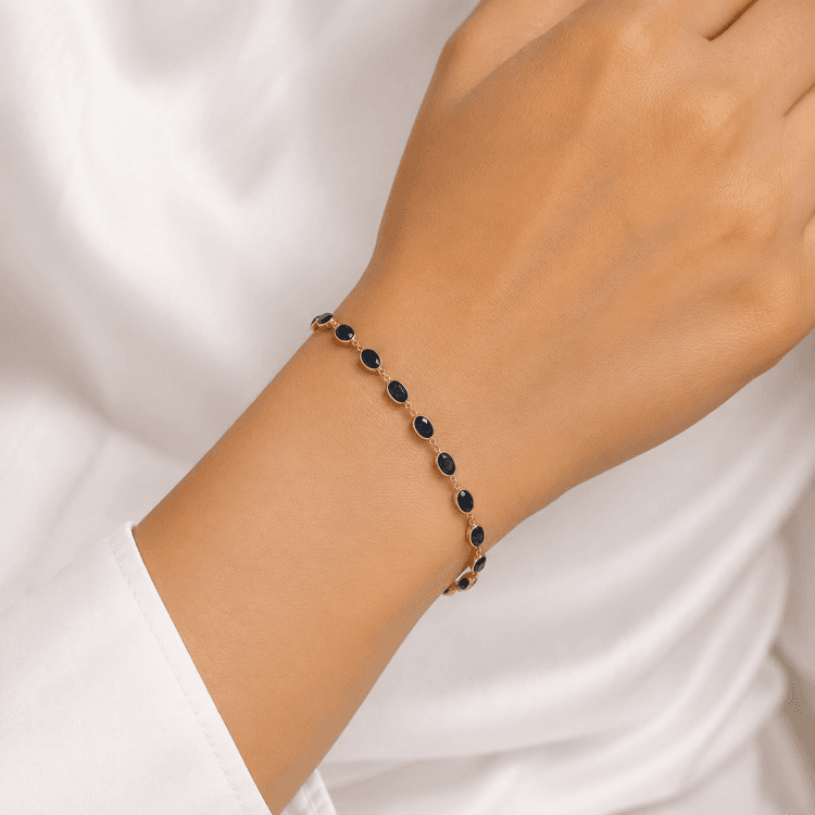 Blue Sapphire Bracelet in 14k Yellow Gold 1