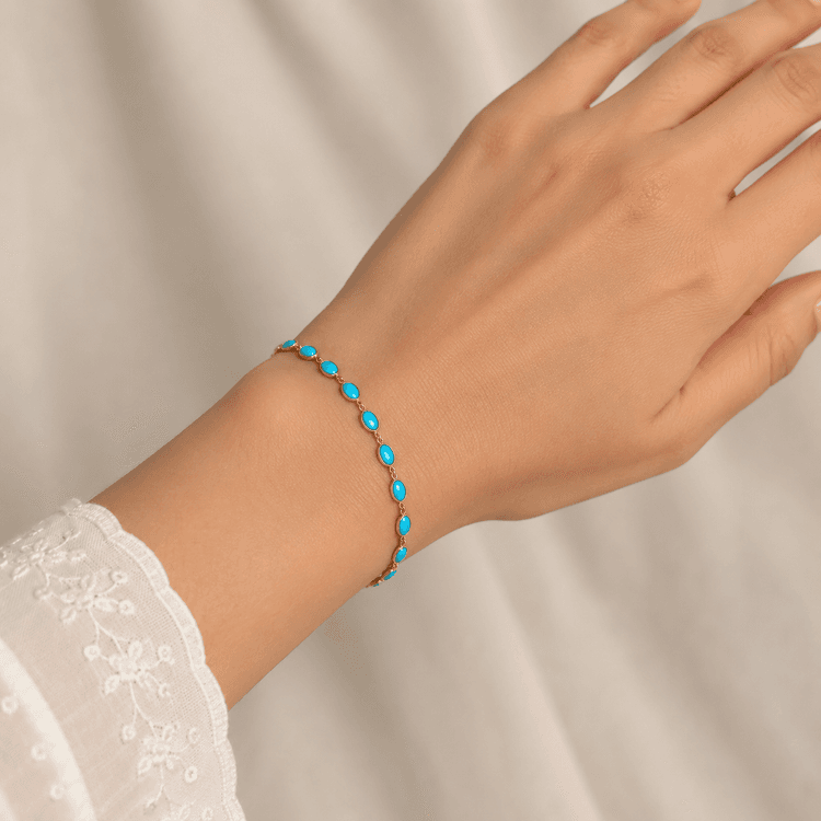 Turquoise Bracelet in 14k Yellow Gold