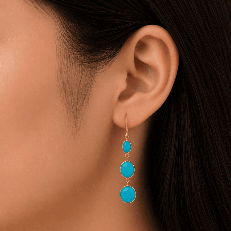 Turquoise Earring in 14k Yellow Gold