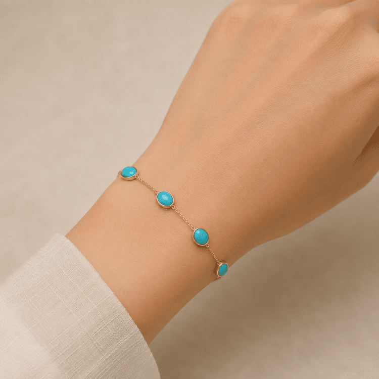 Turquoise Bracelet in 14k Yellow Gold