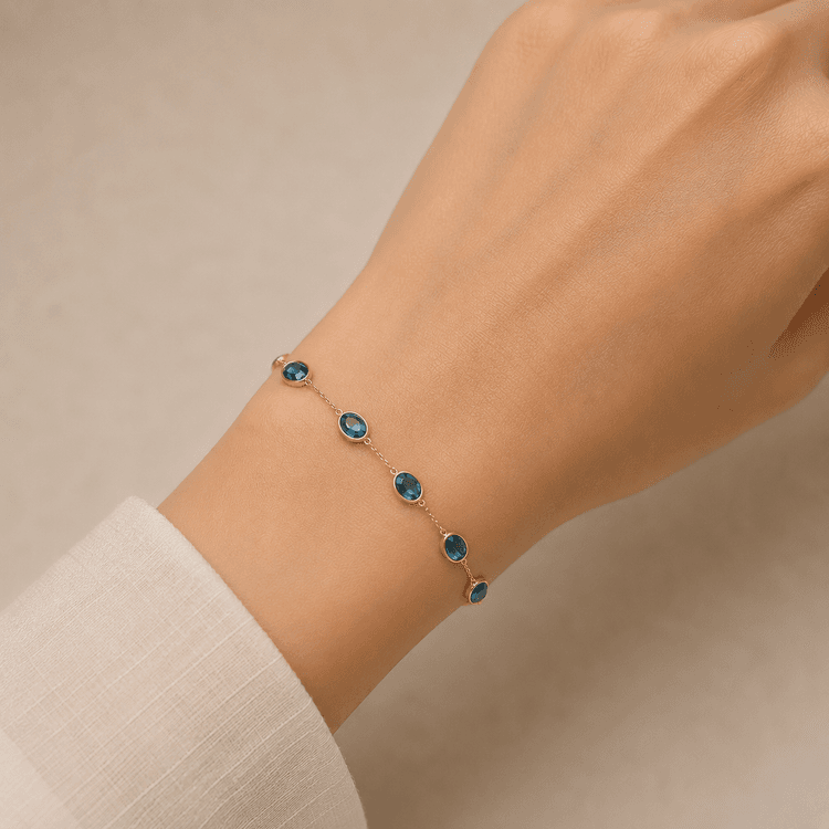 London Blue Topaz Bracelet in 14k Yellow Gold