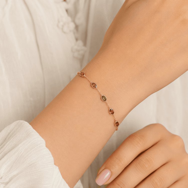 Multi-Tourmaline Bracelet in 14k Yellow Gold