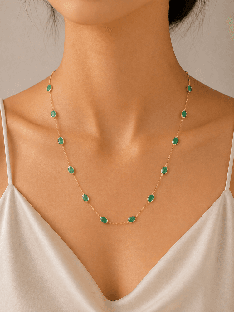 Emerald Necklace in 14k Yellow Gold