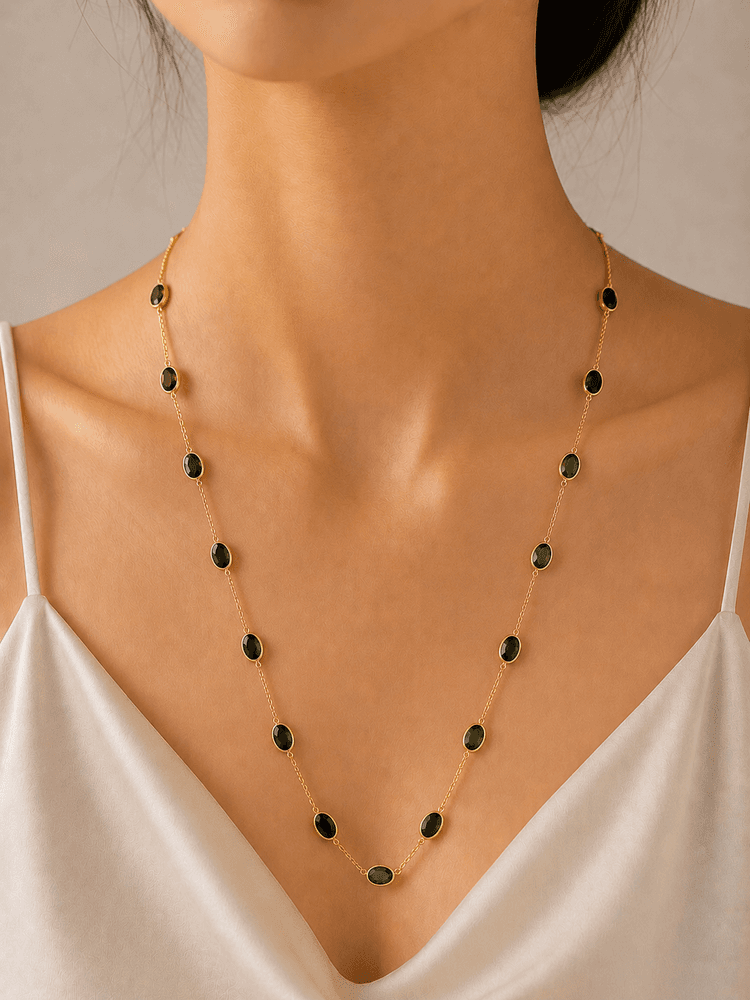 Green-Tourmaline Necklace in 14k Yellow Gold