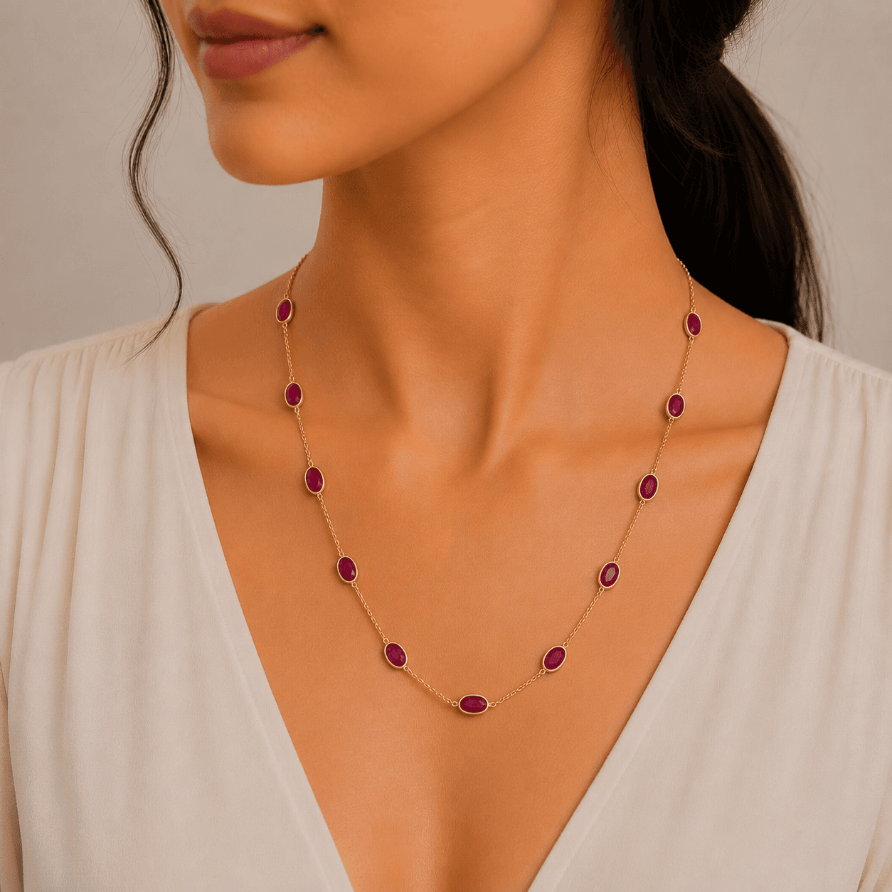 Ruby Necklace in 14k Yellow Gold