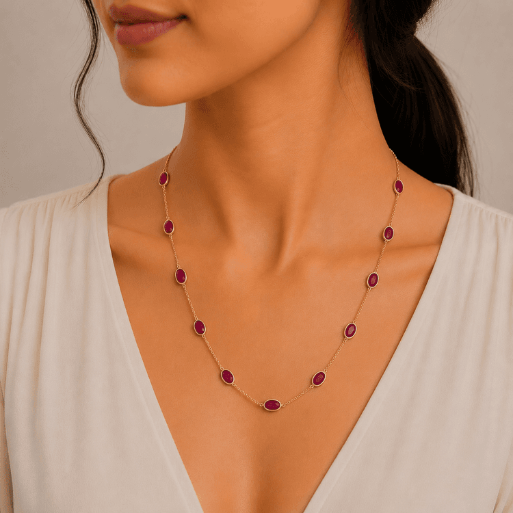 Ruby Necklace in 14k Yellow Gold