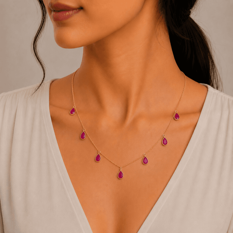 Ruby Necklace in 14k Yellow Gold