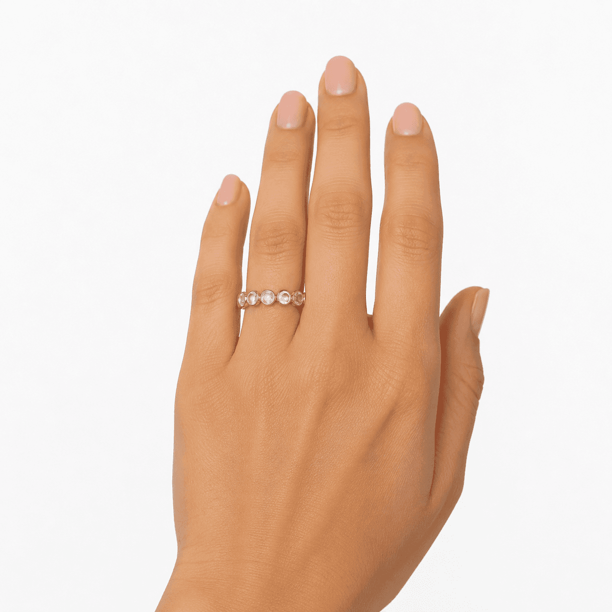 White Rainbow Ring in 14k Yellow Gold