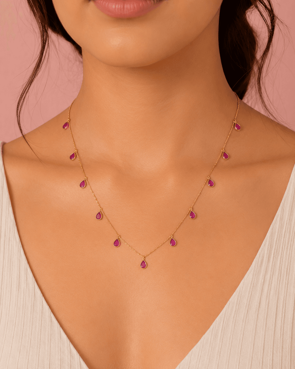 Ruby Necklace in 18k Yellow Gold