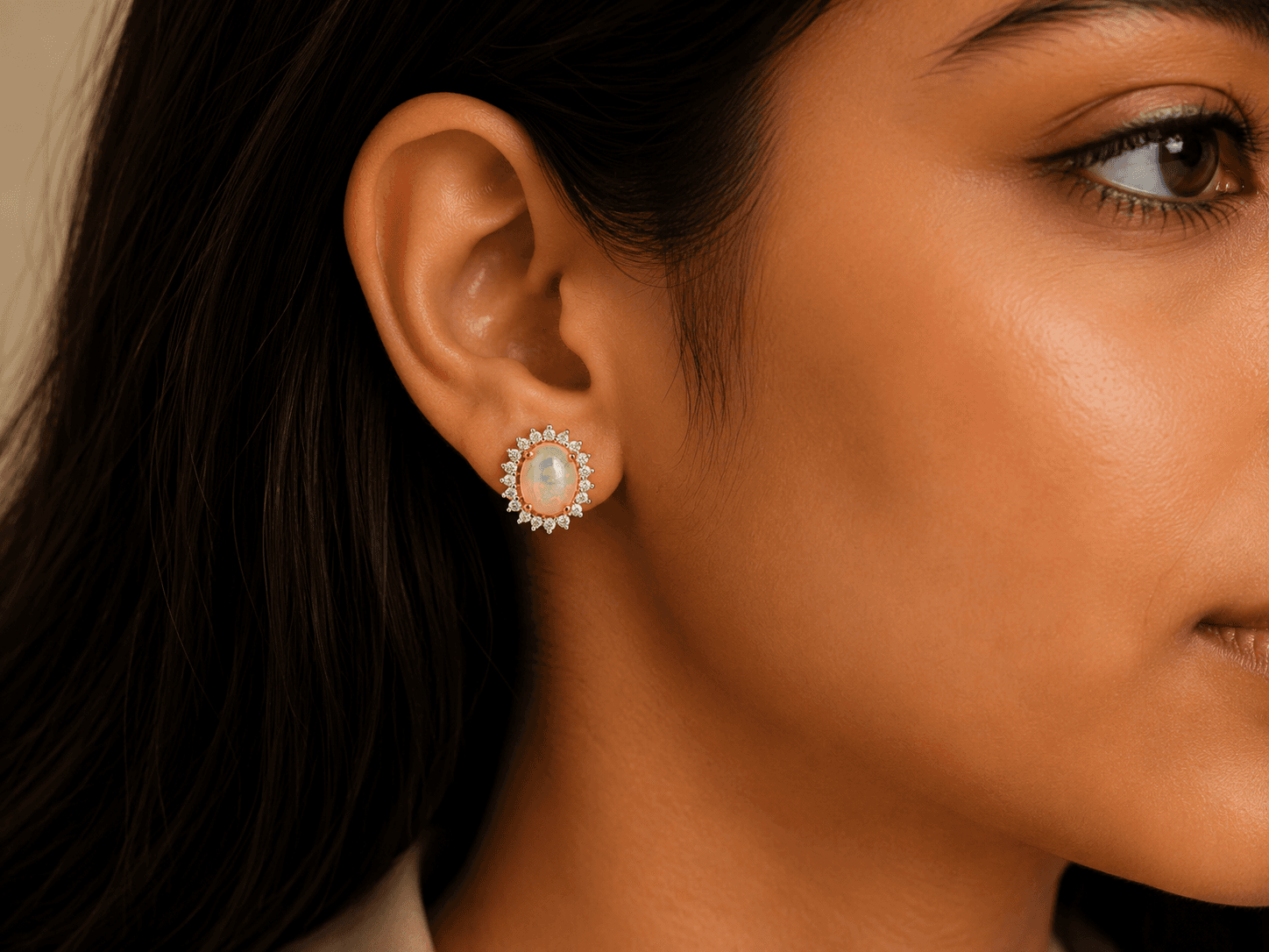 Opal Earring in 14k Yellow Gold