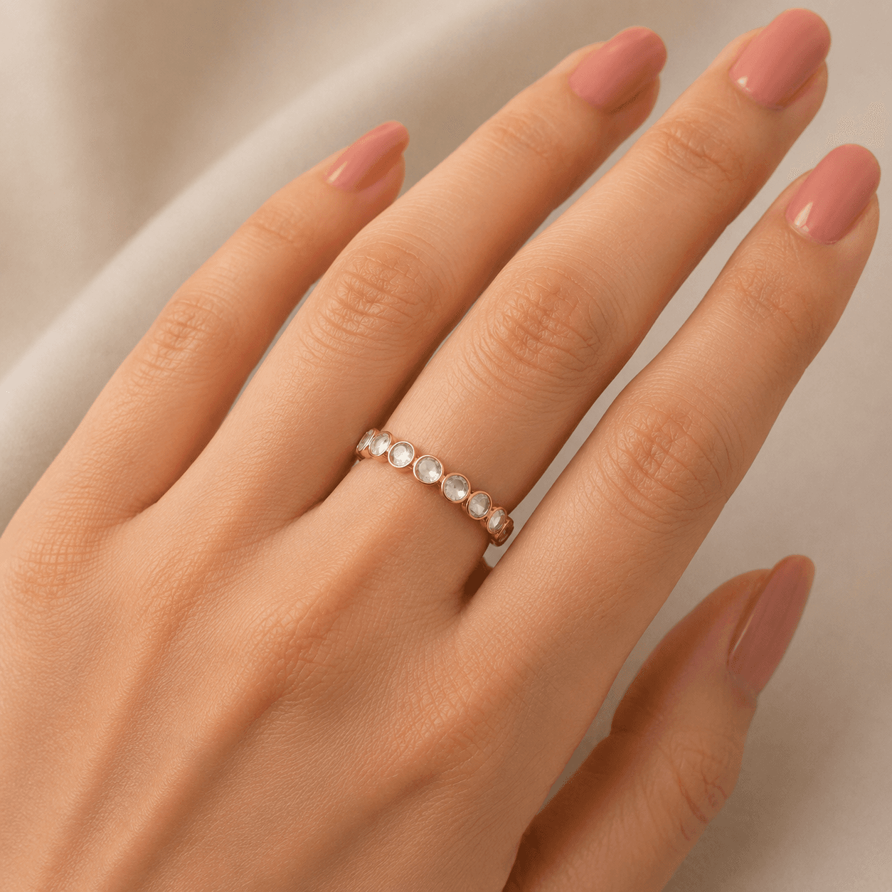 White Sapphire Ring in 18k Yellow Gold